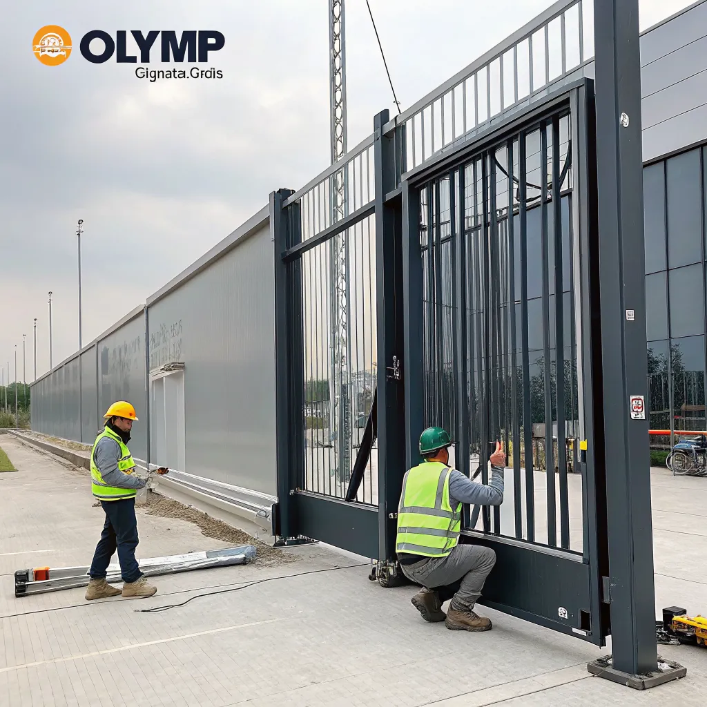Olymp industrial sliding gate system installation